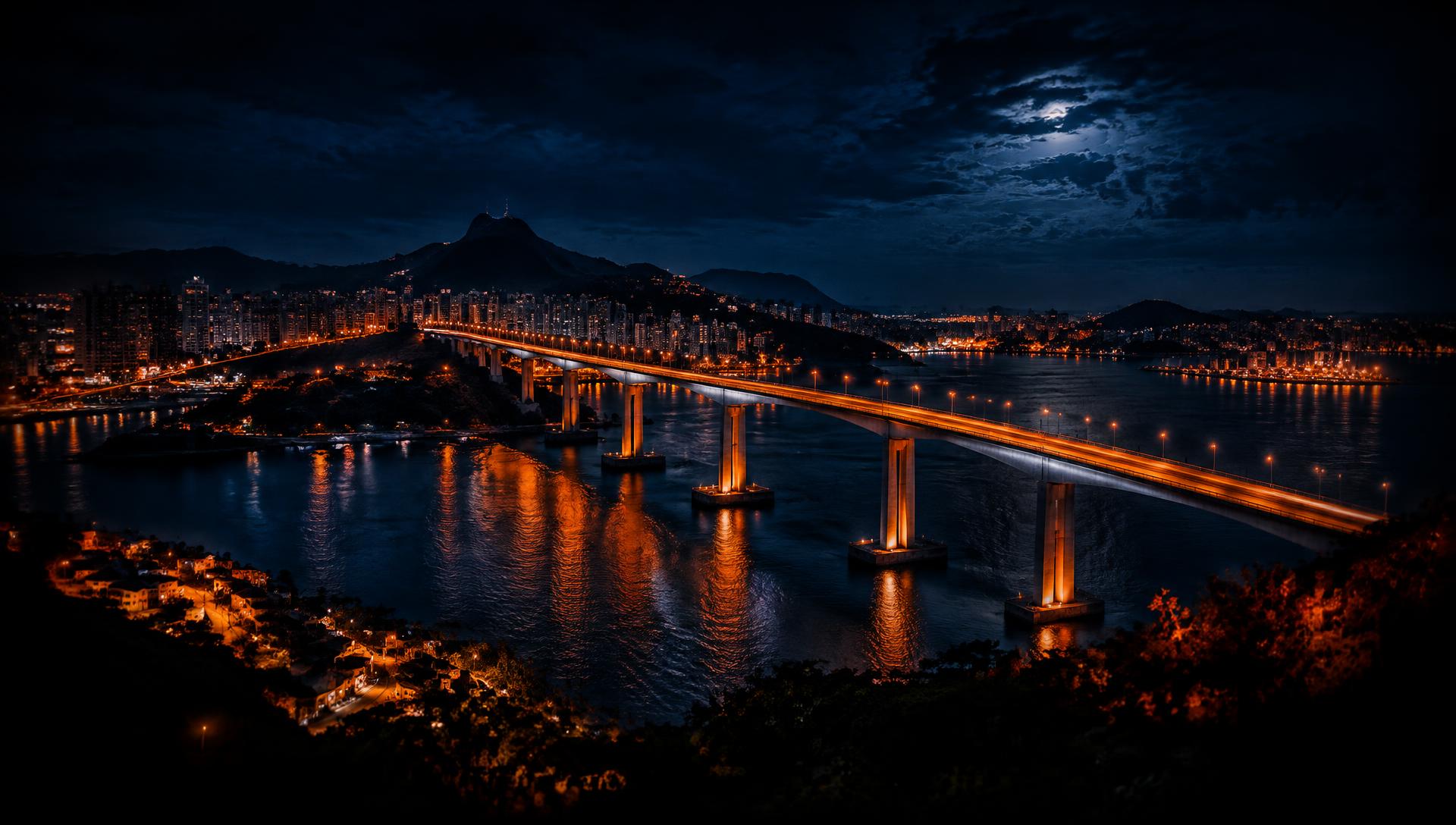 Terceira Ponte à noite, Vitória - ES
